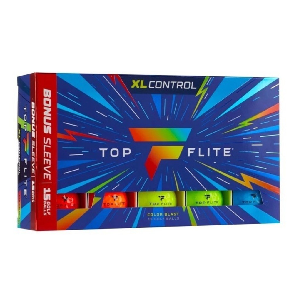 New In Box Top Flite XL Control 15 Golf Balls 5 Sleeves Multi Color‎ Blast